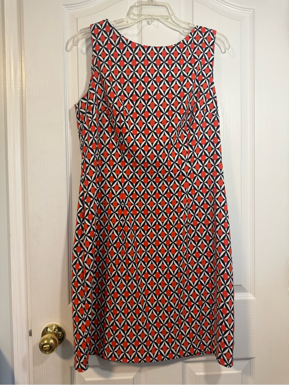 AGB Sleeveless Geometric Midi Dress in Red, Black & White